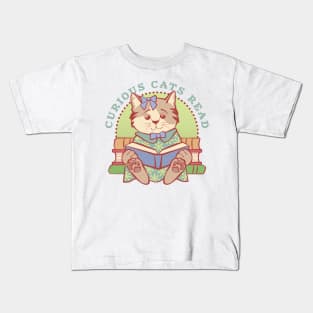 Curious Cats Read Girl Kids T-Shirt